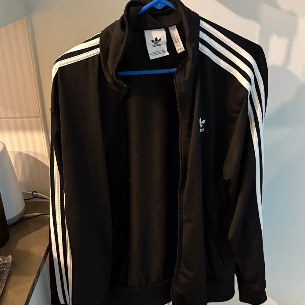 Adidas Black and White Windbreaker Jacket